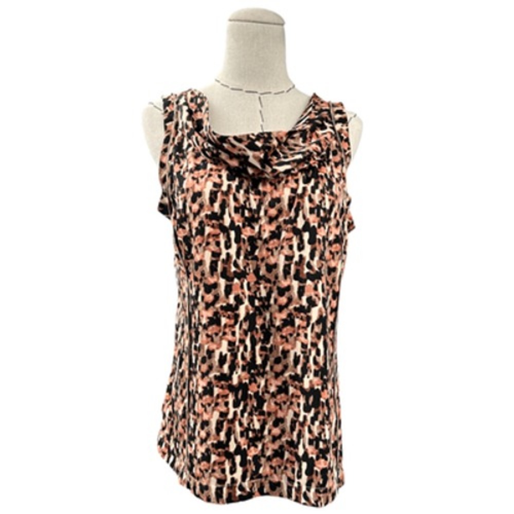 Ann‎ Taylor Sleeveless Cowl Neck Animal Abstract Print Top Size 4